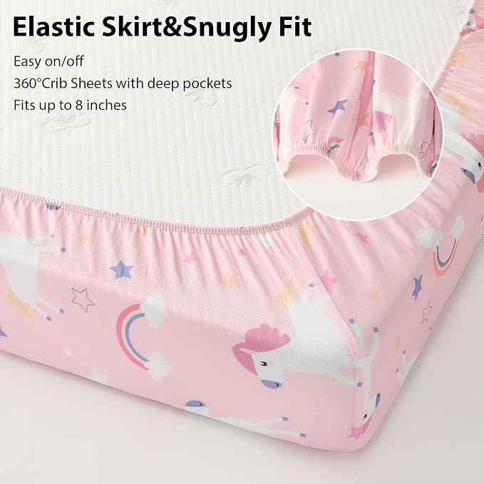 Baby Crib Sheets Girl, 3 Pack Toddler Bed Sheets - Image 5
