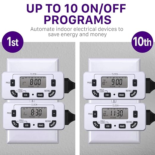 Fosmon 7 Day Digital Timers for Electrical Outlets, Indoor Plug-in Light Timers - Image 3