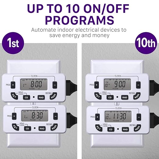 Fosmon 7 Day Digital Timers for Electrical Outlets, Indoor Plug-in Light Timers - Image 3