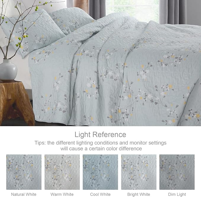 Exclusivo Mezcla Reversible Boho Quilts King Size, Light Blue Bedspreads - Image 7