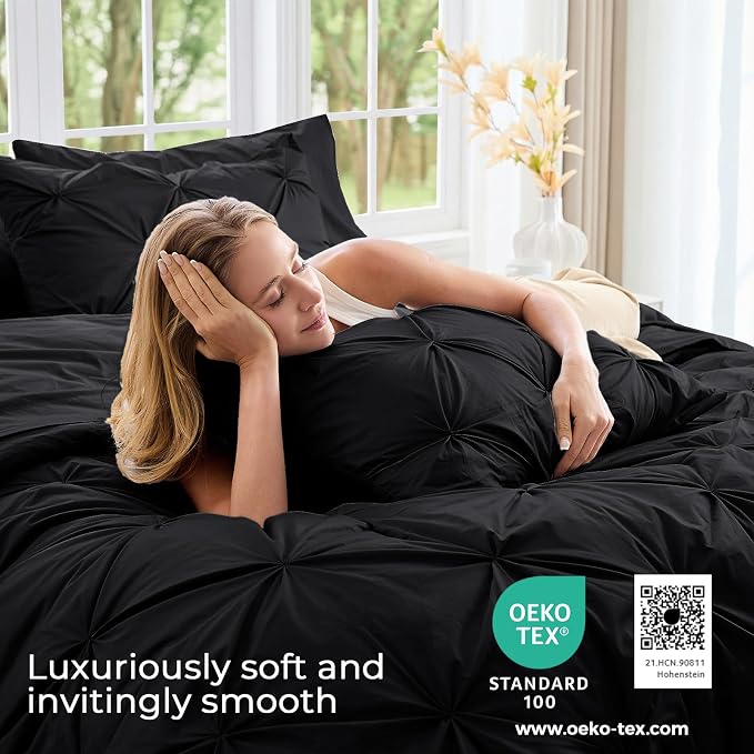 Sasttie Twin XL Comforter Set, 5-Piece Bed in a Bag, Pintuck Bedding Sets - Image 3
