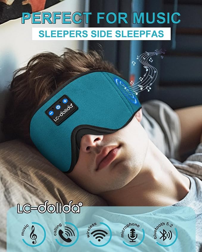 Sleep Mask with Bluetooth Headphones, LC-dolida Sleep Headphones Bluetooth - Image 2