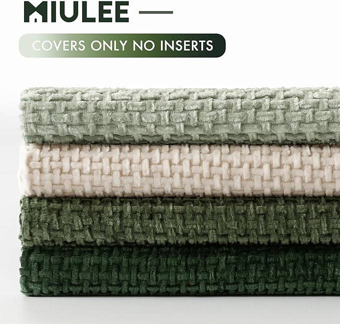 MIULEE Pack of 4 Couch Throw Pillow Covers 20x20 Inch Neutral Green Soft - Image 6