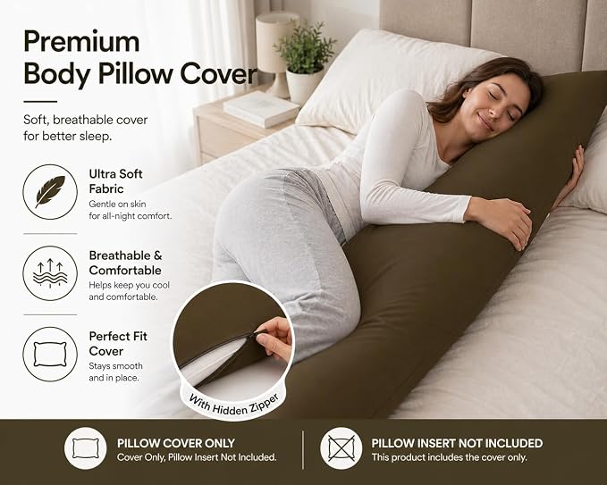 EVOLIVE Ultra Soft Body Pillow Cover 21"x54", Cozy Microfiber Pillowcase - Image 3