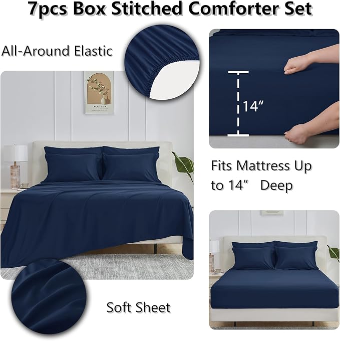 CozyLux Full Size Comforter Sets Navy Blue - Image 4