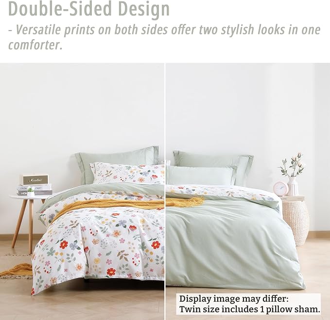 LEMIROE Botanical Cotton Comforter Twin Size 2Pcs - Image 3
