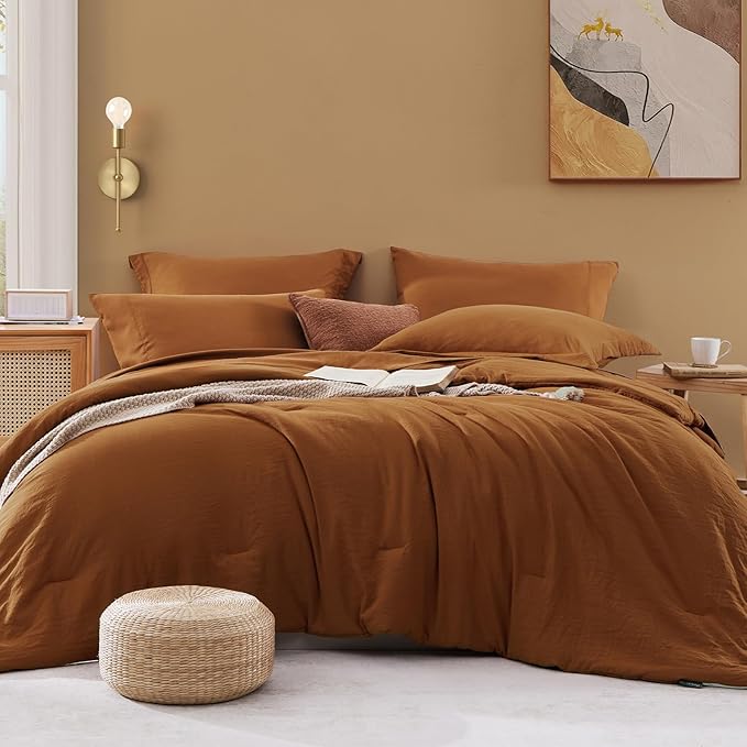 WRENSONGE Super King Plus Comforter Set- 7 Pieces Terracotta Bed in a Bag Super by WRENSONGE
