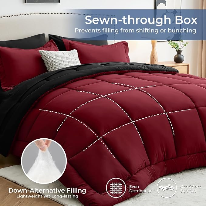 Sasttie Twin XL Comforter Set, 5 Pieces Reversible Twin XL Bed in a Bag - Image 4