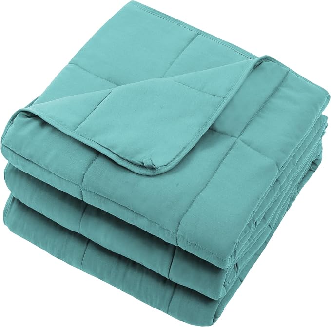 Teal Weighted Blanket for Adults 12lbs, Queen Size Cooling Heavy Throw Blanket - Image 7