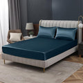 Homiest Deep Sea Blue Satin Fitted Sheet Queen Size, Deep Pocket, Luxury & by Homiest