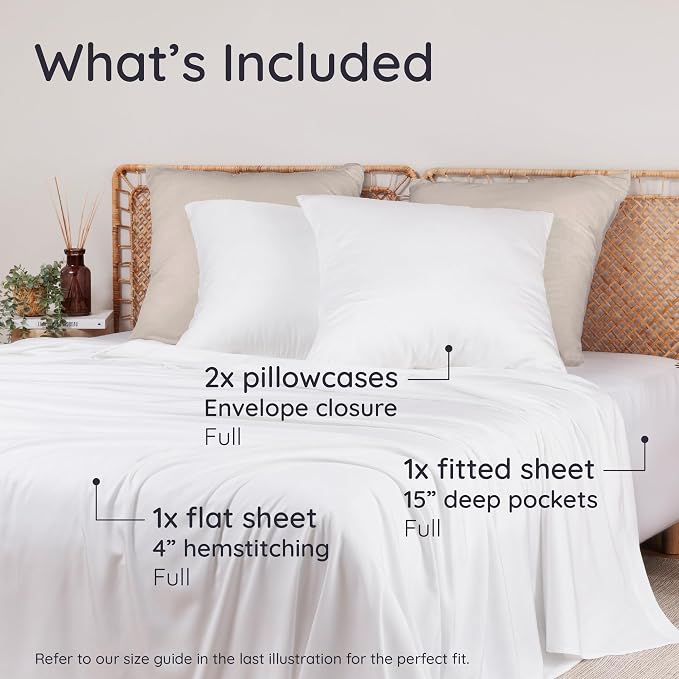 Bambaw 100% Viscose Derived from Bamboo Sheets Full Size Set – 4pcs Cooling - Image 2