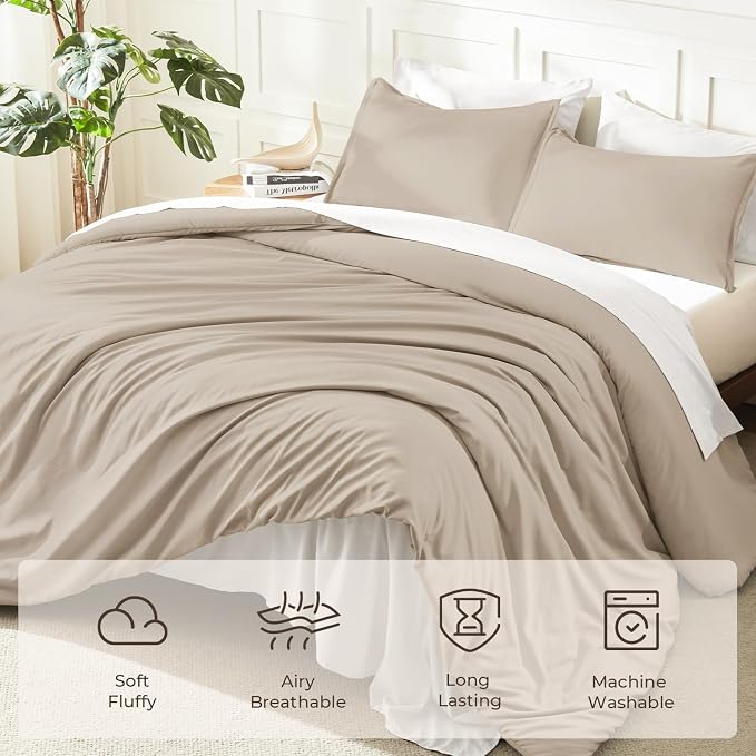 Litanika Comforters Khaki Oversized King Size, 3 Pieces Lightweight Solid - Image 3