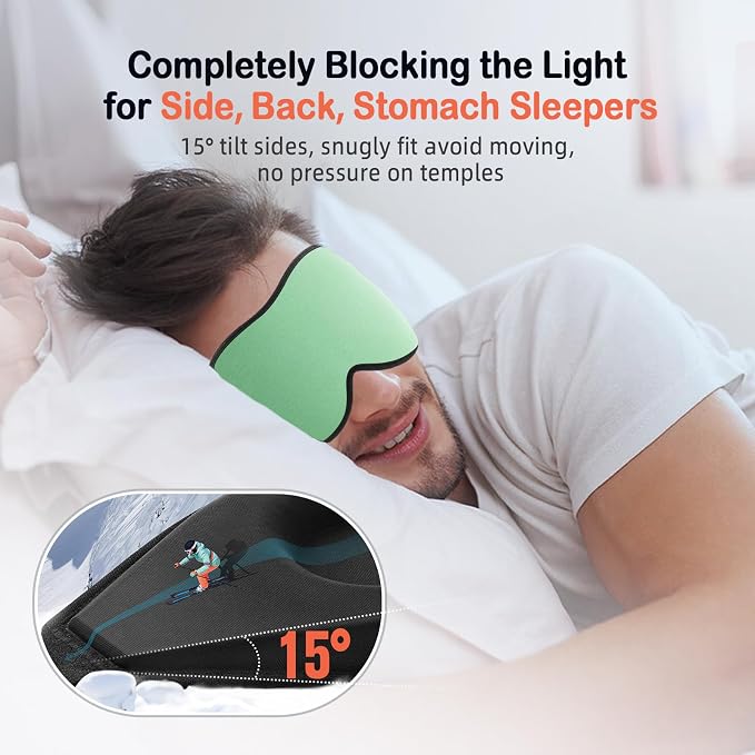 LitBear Sleep Mask for Side Sleeper Women Men, Eye Mask for Sleeping Light - Image 2