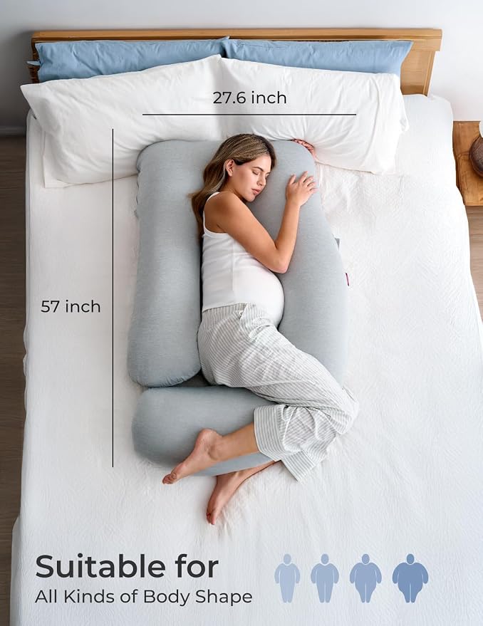 Momcozy Pregnancy Pillows with Cooling Cover, U-Shaped Full Body Maternity - Image 8