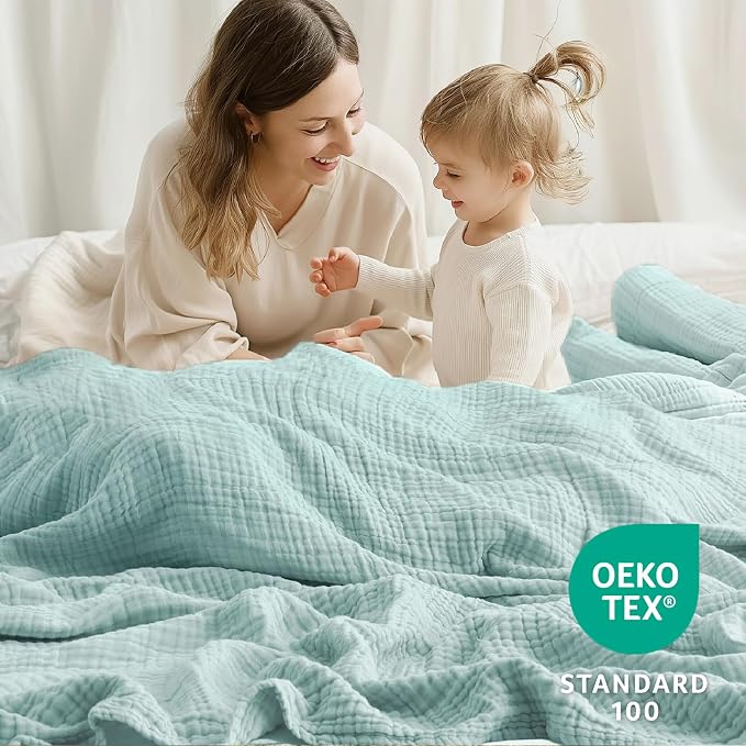 100% Cotton Muslin Blanket California King 120" x 90", 6 Layers Breathable and - Image 5