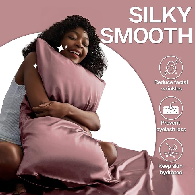 MR&HM Satin Pillowcase for Hair and Skin, Silk Satin Pillowcase 2 Pack - Image 4