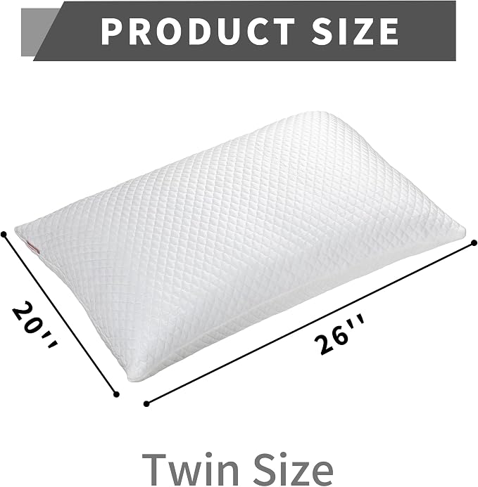 Cooling Pillow for Sleeping Twin Size Set of 2, Shredded Memory Foam Pillows - Image 4
