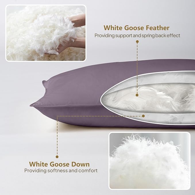 Goose Down Body Pillows for Adults, Large Body Pillow for Side Sleeper - Image 4