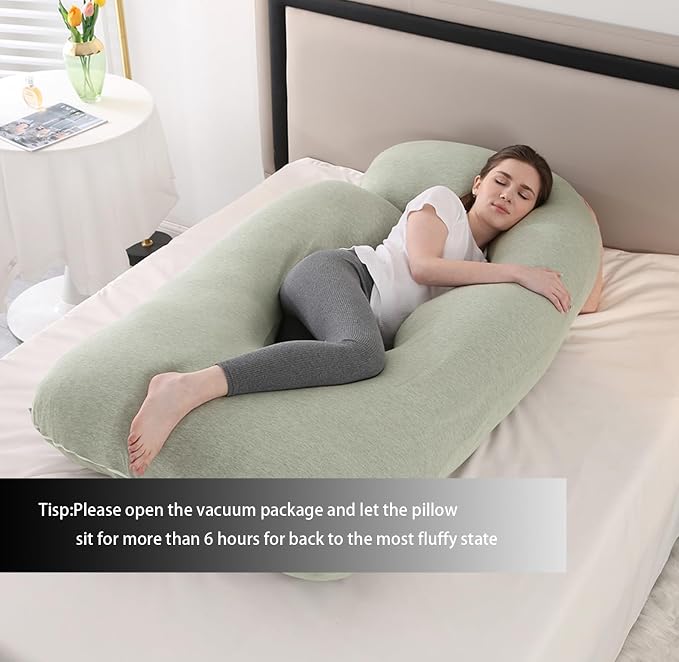 Jcickt Pregnancy Pillow J-Shaped Full Body Pillow, 59 inch Cool Fabric Easy to - Image 4