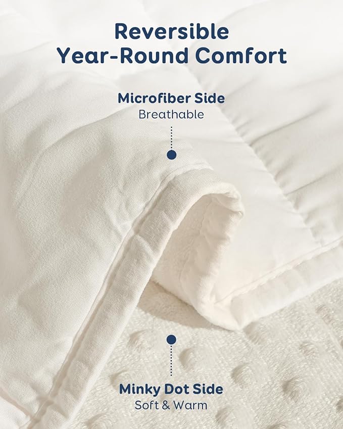 Kivik Adults Weighted Blanket, 15lbs Weight Washable Blankets, Soft Minky Heavy - Image 3