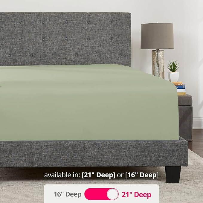 Twin Deep Pocket Fitted Sheet 21' Twin Size Perfectly Fits 17'23' Deep - Image 4