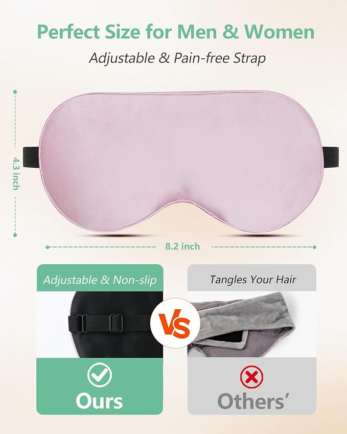 BeeVines 100% Real Mulberry Silk 2 Pack Sleep Mask, Natural Pure Silk Eye Masks - Image 4