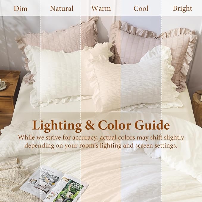 JOLLYVOGUE Ivory Comforter Full Size, 3 Pieces Seersucker Lightweight Full Size - Image 8