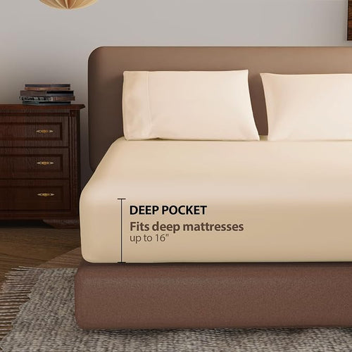 100% Egyptian Cotton Fitted Sheet Twin-XL/Split King Size, 600 Thread Count - Image 2
