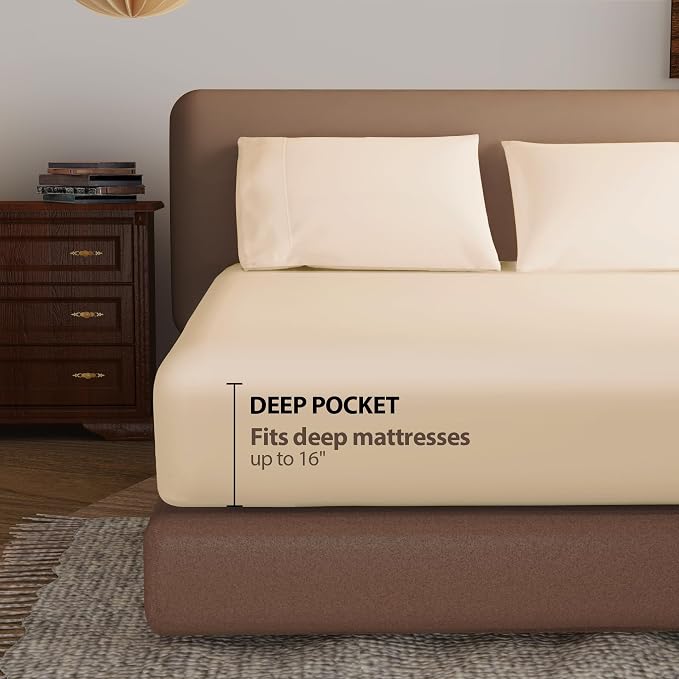 100% Egyptian Cotton Fitted Sheet Full Size, 600 Thread Count, Single Fitted - Image 2