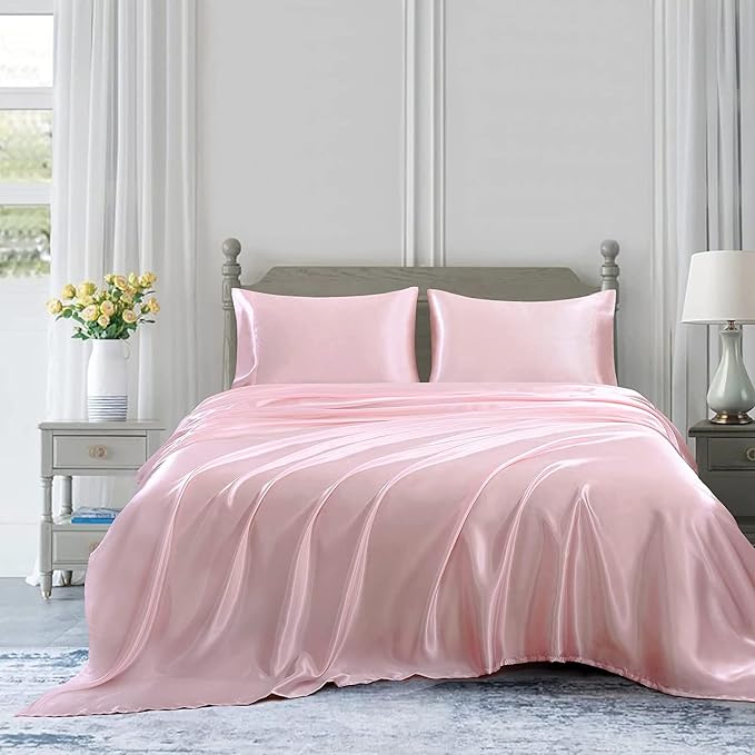 Homiest Blush Pink Satin Twin Sheet Set - Image 5