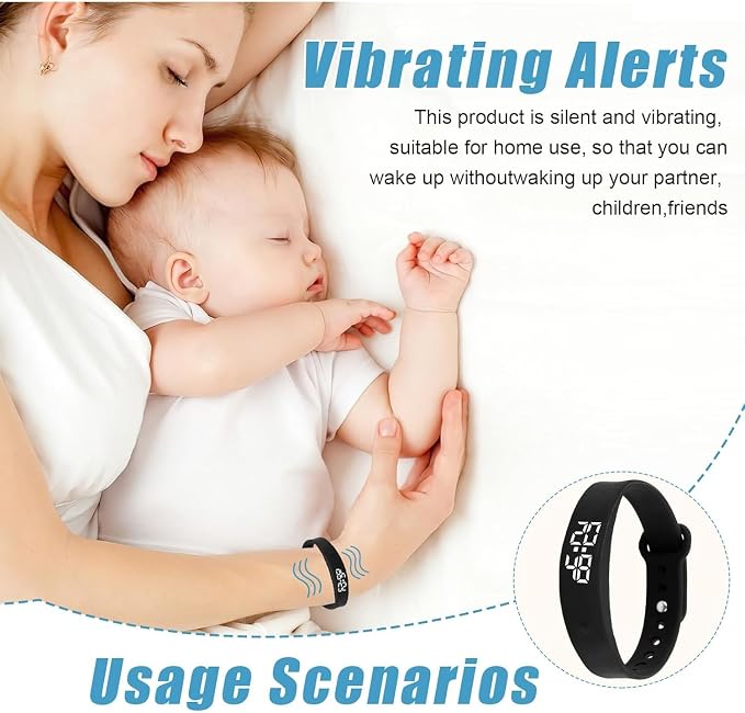 Vibrating Alarm Wristband Deaf People Watch Band Fit Sleeps Rise Silent Shock - Image 5