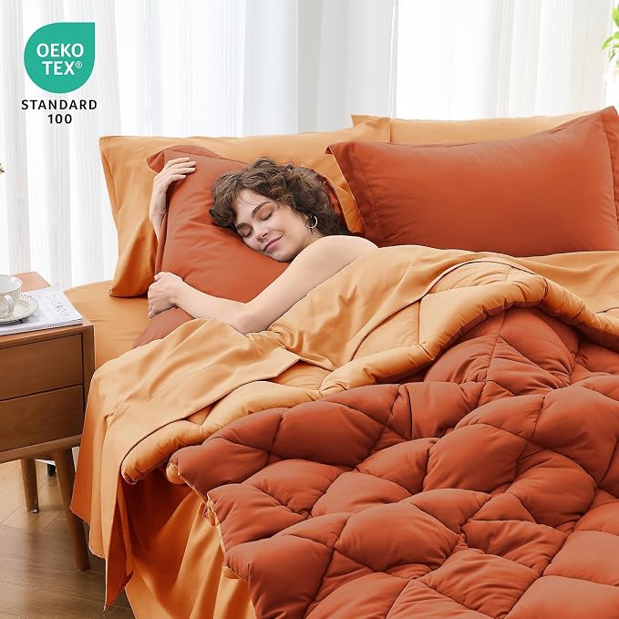 MUXHOMO 7 Pieces King Comforter Set, Reversible Bed in a Bag King Size - Image 4