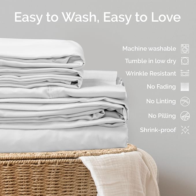 Pillow Cases Queen Size Set of 2 Pillowcases 100% Viscose from Bamboo Cooling - Image 9