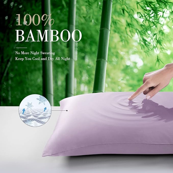 WishSmile Light Purple Cooling Pillowcases, 2 Pack, 20x36 inches - Image 2