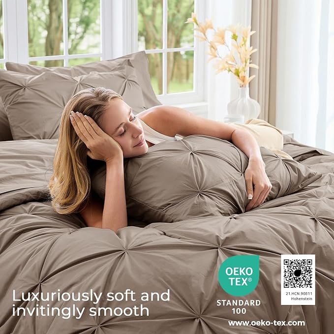 Sasttie King Size Comforter Set, 7-Piece Bed in a Bag, Pintuck Bedding Set - Image 3