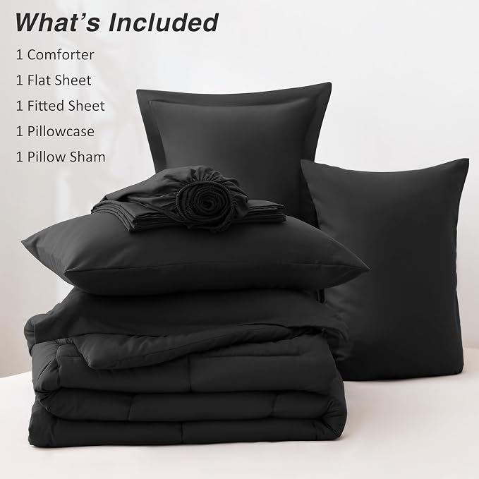 Love's cabin Twin Comforter Set Ash Black, 5 Pieces Twin Bed in a Bag, All - Image 8