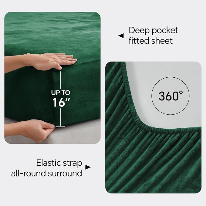 BEDELITE Flannel Sheets Twin Size Dark Green - Image 4