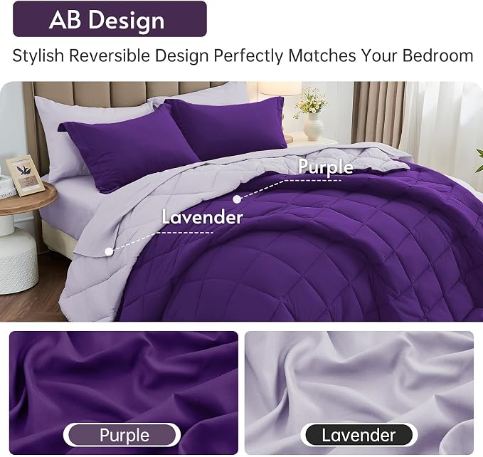 MUXHOMO 7 Pieces Oversized Queen Comforter Set, Reversible Bed in a Bag - Image 3