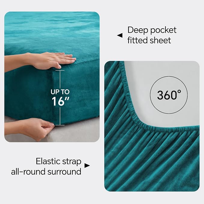 BEDELITE Flannel Sheets Twin Size Teal - Image 4