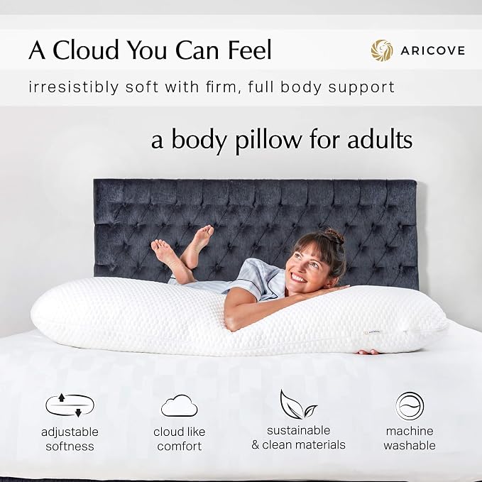Aricove Body Pillow for Adults, Side Sleeper Pillow for Bed, Full Body Support - Image 2