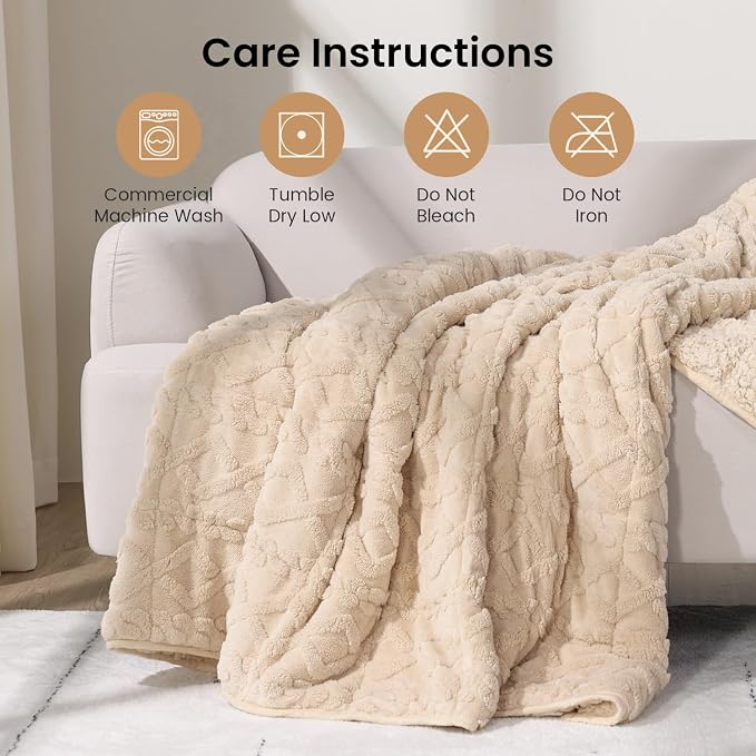 Drewin Weighted Blanket Queen Size 17lbs, Classy Soft Jacquard Sherpa Weighted - Image 7