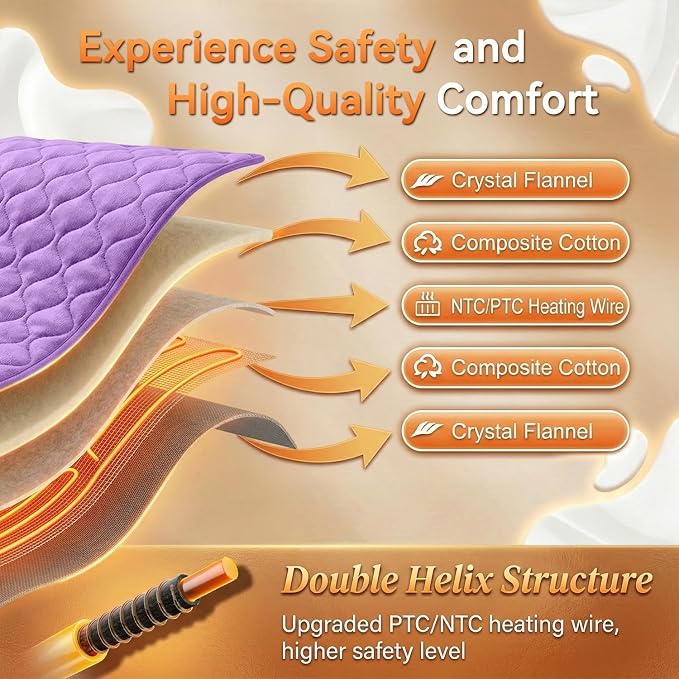 King Size Heating Pad for Back Pain 32"x24" Extra Large Electric Heating Pad - Image 7