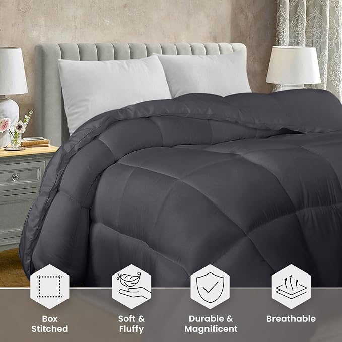 Utopia Bedding King Comforter Duvet Insert, Quilted Grey Comforter - Image 3