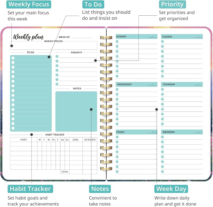 Undated Weekly Planner, Weekly To Do List Notebook - Image 2