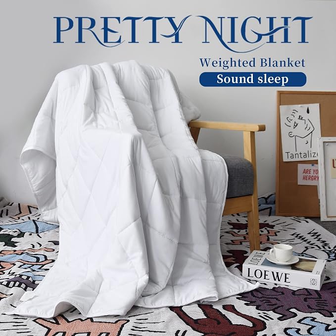 Weighted Blanket 12lbs Queen Size White 60"x80" Weighted Blankets - Image 2