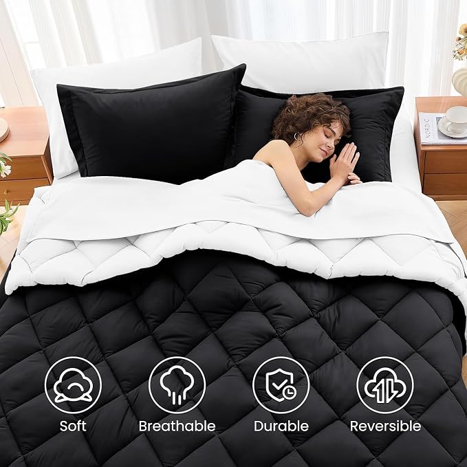 MUXHOMO 7 Pieces King Comforter Set, Reversible Bed in a Bag King Size - Image 6