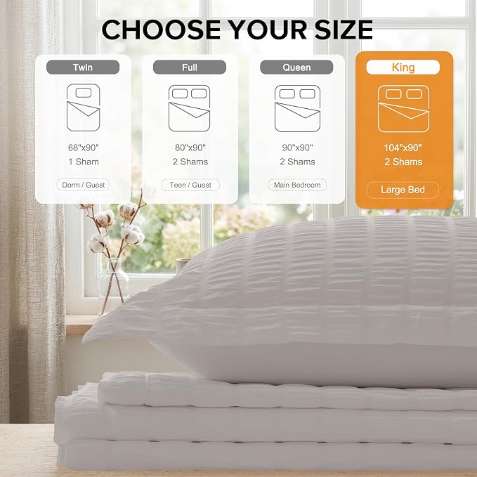 Cozyide Light Grey Duvet Cover King, 3 Pieces Bedding Duvet Covers, Soft - Image 3
