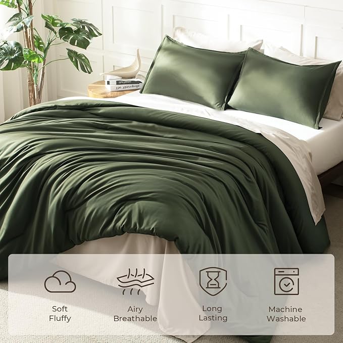 Litanika Twin XL Comforter Set Dark Olive Green, 2 Pieces Extra Long Dorm - Image 3