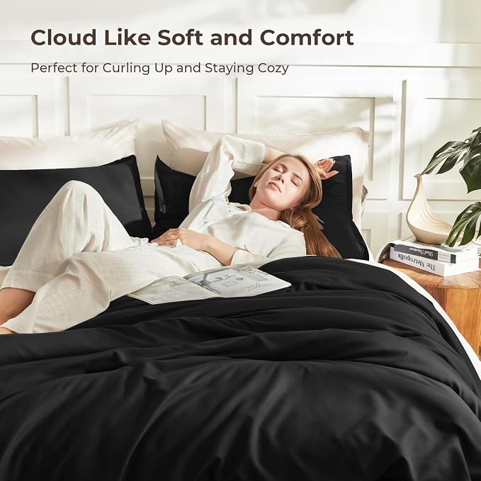 Litanika Comforters Black Oversized Queen Size, 3 Pieces Lightweight Solid - Image 2