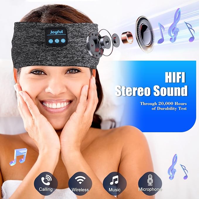 Sleep Headphones Bluetooth 5.3 Headband, Sports Wireless Earphones Sweat - Image 2